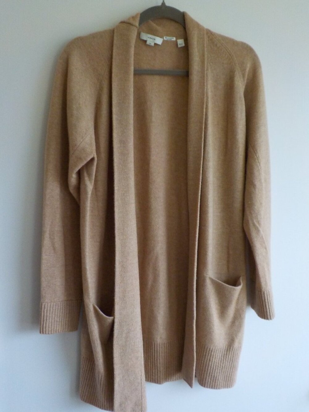 Vince Sweater - Small/Medium - Camel Tan - Wool/Cashmere Open Long Sleeve (2265)